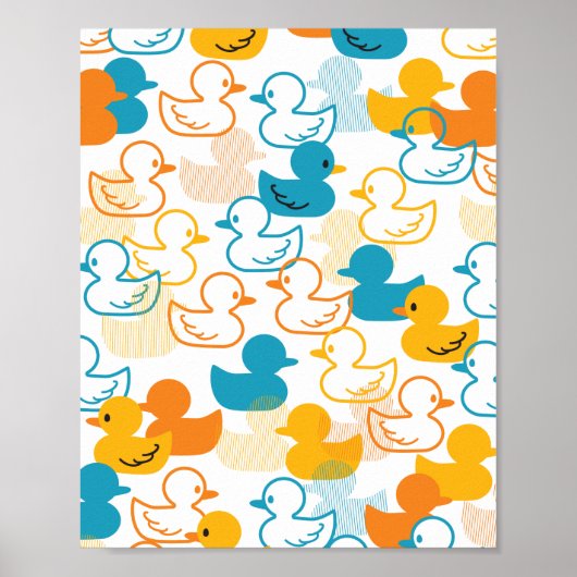 Happy Swimming a Paddling of Ducks Pattern II Poster (Voorkant)