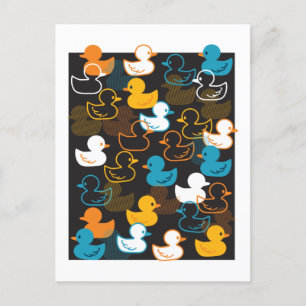 Happy Swimming a Paddling of Ducks Pattern Postcar Briefkaart