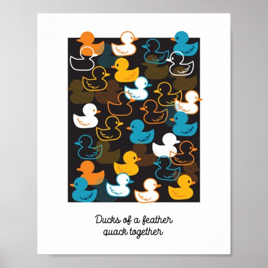 Happy Swimming a Paddling of Ducks Pattern Poster (Voorkant)