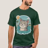 Happy Swimming Cat – Ocean Summer Sticker T-shirt (Voorkant)