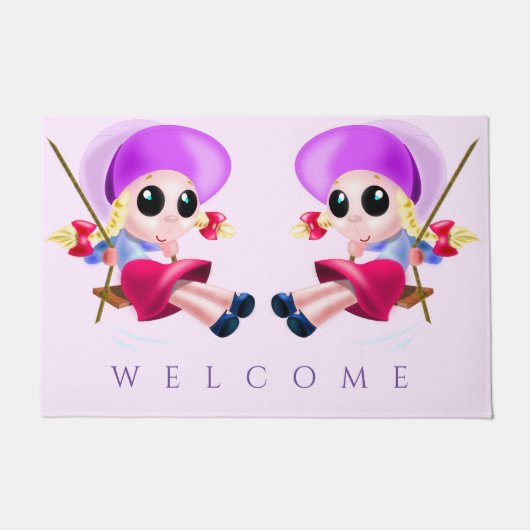 Happy Swinging Girl Doormat Deurmat (Voorkant)