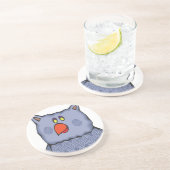 Happy Swirly Owl on White Zandsteen Onderzetter (Zijkant)