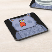 Happy Swirly Owl op Black Bier Onderzetter (Linkerzijde)
