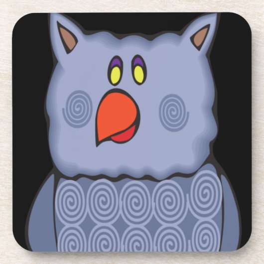 Happy Swirly Owl op Black Bier Onderzetter (Voorkant)