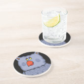 Happy Swirly Owl op Black Zandsteen Onderzetter (Zijkant)