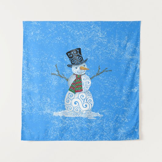 Happy Swirly Snowman Wandkleed (Voorkant)
