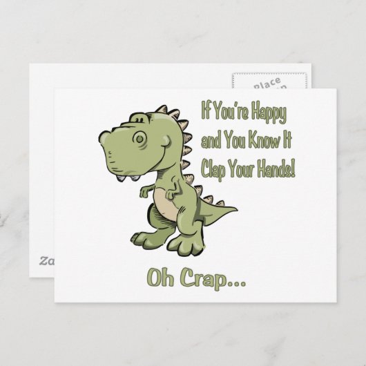Happy T-Rex Briefkaart (Voorkant / Achterkant)