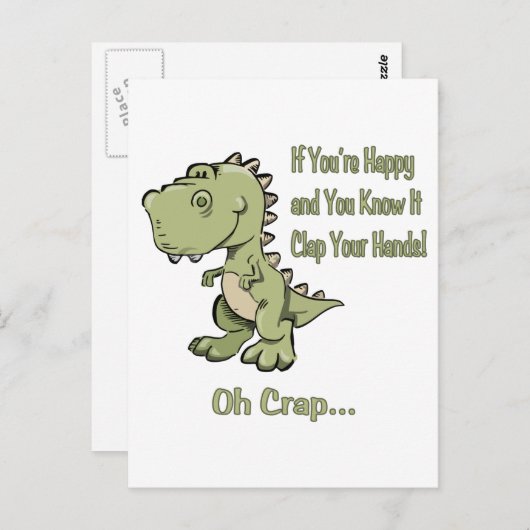 Happy T-Rex Briefkaart (Voorkant / Achterkant)