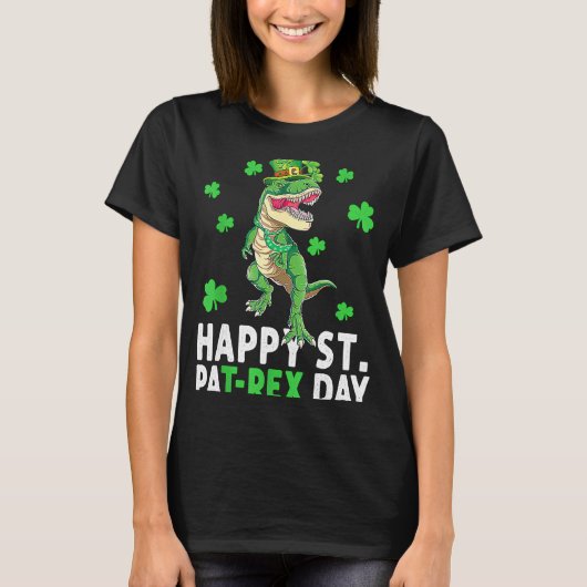 Happy T Rex Dinosaur Saint Patrick's Day For Boys  T-shirt (Voorkant)