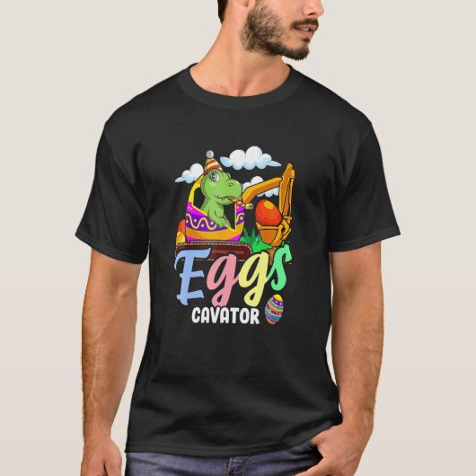Happy T Rex Easter Dinosaur Egg Excavator Eggs Cav T-shirt (Voorkant)
