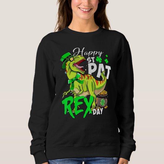 Happy T Rex Saint Patrick's Day Dinosaurus Boys Ki Trui (Voorkant)