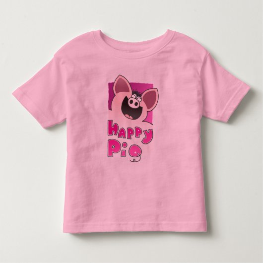 Happy T Shirt | Happy Cartoon Piggy T Shirt (Voorkant)