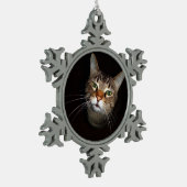 Happy Tabby Wiskers Tin Sneeuwvlok Ornament (Links)