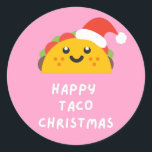 HAPPY TACO CHRISTMAS RONDE STICKER<br><div class="desc">HAPPY TACO CHRISTMAS Classic Round Sticker</div>