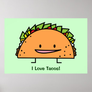 Happy Taco mais shell vlees salsa Mexican food Poster