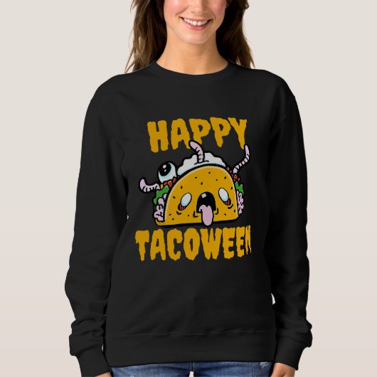 Happy Tacoween Zombie Taco Halloween Costume Taco Trui (Voorkant)