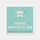Happy tandarts dag witte tekst blauwgroen servet (Voorkant)