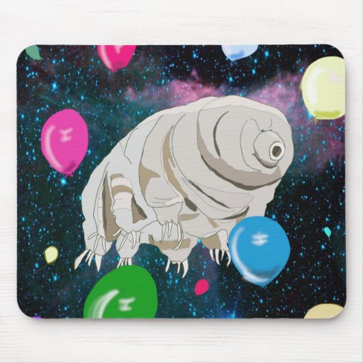 Happy Tardigrade die door Ruimte en ballonnen drij Muismat (Voorkant)