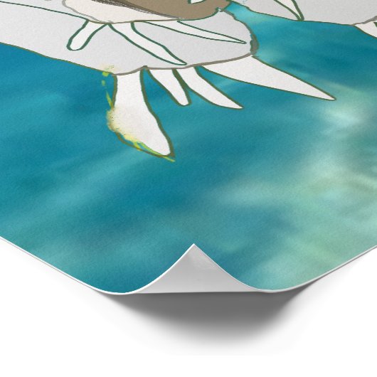 Happy Tardigrade drijft onder water Poster (Hoek)