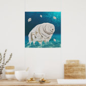Happy Tardigrade drijft onder water Poster (Keuken)
