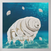Happy Tardigrade drijft onder water Poster (Voorkant)