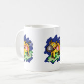Happy Taurus Blue met Red Star Cartoon Koffiemok (Voorkant links)