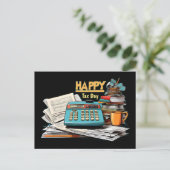 Happy tax day calculator met formulieren briefkaart (Staand voorkant)