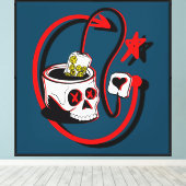 Happy Tea schedel Canvas Afdruk (Insitu (Houten vloer))