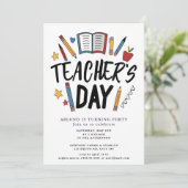 Happy Teacher Day Verjaardag Uitnodiging (Staand voorkant)