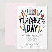 Happy Teacher Day Verjaardag Uitnodiging (Voorkant / Achterkant)