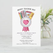 Happy Teacher Day Verjaardag Uitnodiging (Staand voorkant)