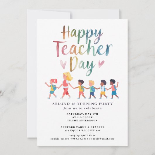 Happy Teacher Day Verjaardag Uitnodiging (Voorkant)