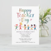 Happy Teacher Day Verjaardag Uitnodiging (Staand voorkant)