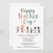 Happy Teacher Day Verjaardag Uitnodiging (Voorkant / Achterkant)