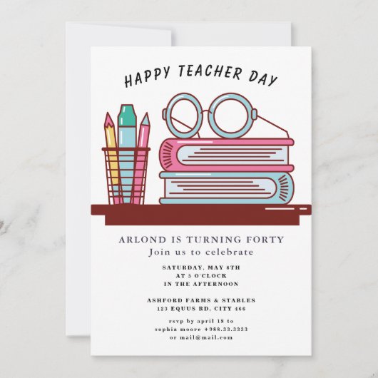 Happy Teacher Day Verjaardag Uitnodiging (Voorkant)