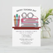 Happy Teacher Day Verjaardag Uitnodiging (Staand voorkant)