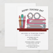 Happy Teacher Day Verjaardag Uitnodiging (Voorkant / Achterkant)