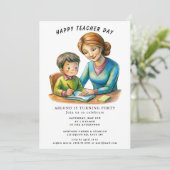 Happy Teacher Day Verjaardag Uitnodiging (Staand voorkant)