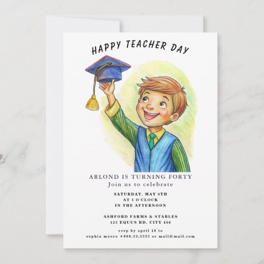 Happy Teacher Day Verjaardag Uitnodiging (Voorkant)
