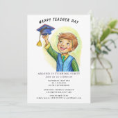 Happy Teacher Day Verjaardag Uitnodiging (Staand voorkant)