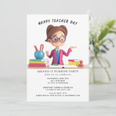 Happy Teacher Day Verjaardag Uitnodiging (Staand voorkant)