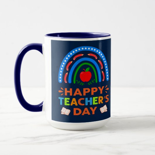 Happy Teachers Dag Regenboog & Apple Koffie Mok (Links)