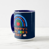 Happy Teachers Dag Regenboog & Apple Koffie Mok (Voorkant links)