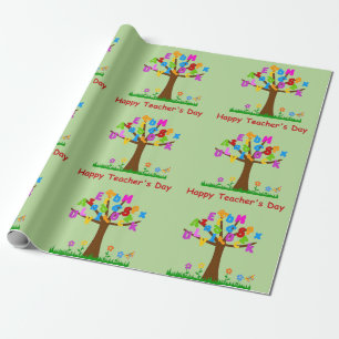 Happy Teachers Day Alphabet Tree Cadeaupapier