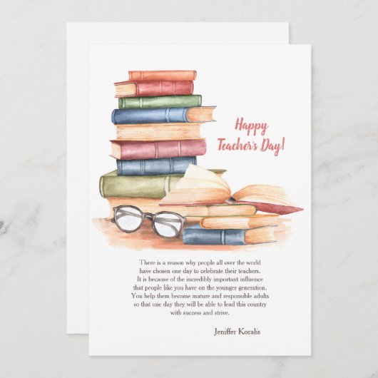 Happy Teacher's Day Card Kaart (Voorkant / Achterkant)