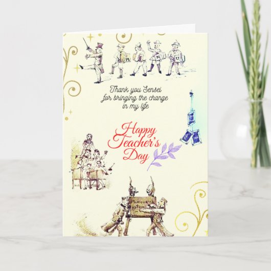 Happy Teachers Day (Festive)- Gefludeerd Wenskaart Kaart (Voorkant)