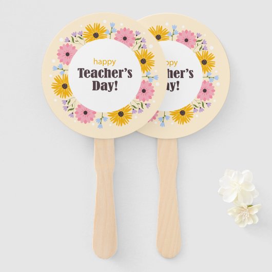 Happy Teacher's Day Wild Flowers Handwaaier (Voorkant en achterkant)