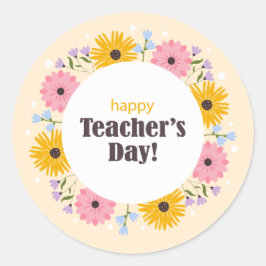 Happy Teacher's Day Wild Flowers Ronde Sticker