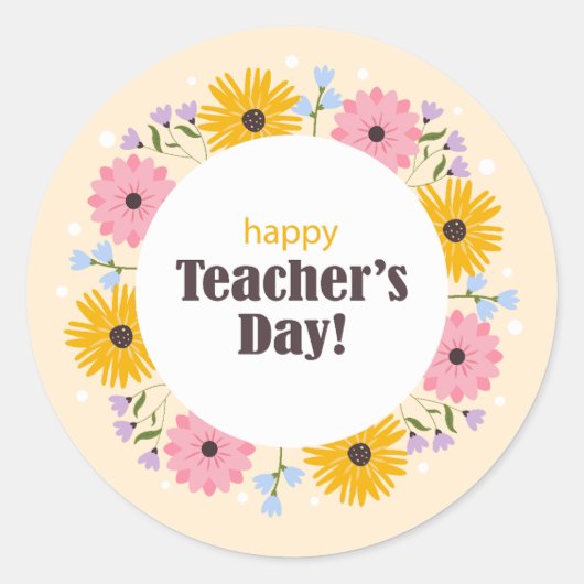 Happy Teacher's Day Wild Flowers Ronde Sticker (Voorkant)