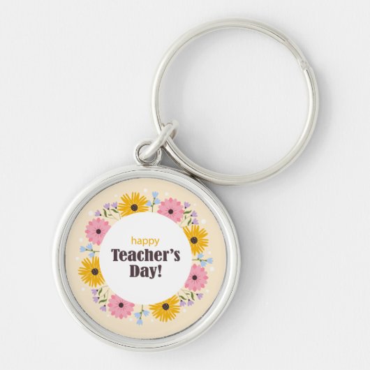 Happy Teacher's Day Wild Flowers Sleutelhanger (Voorkant)
